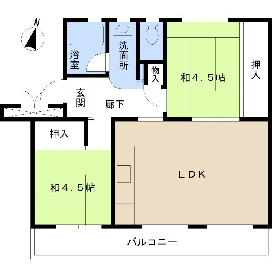 Floor plan. 2LDK, Price 8.3 million yen, Occupied area 48.99 sq m , Balcony area 8.49 sq m