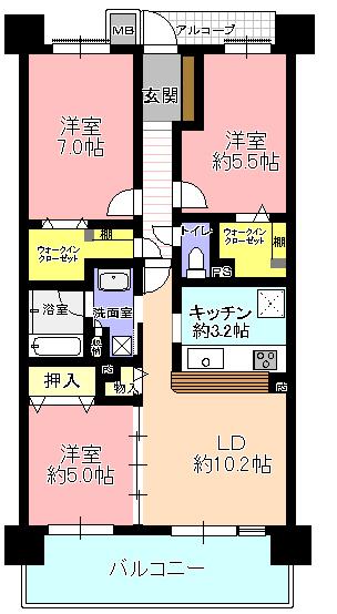 Floor plan. 3LDK + S (storeroom), Price 31,800,000 yen, Occupied area 71.37 sq m , Balcony area 10.3 sq m storage is rich in easy-to-use, bright rooms.