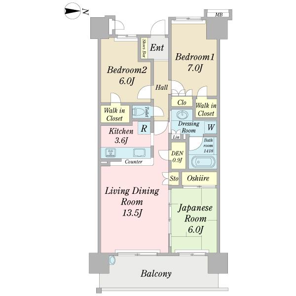 Floor plan. 3LDK, Price 30,800,000 yen, Occupied area 80.26 sq m , Balcony area 12.8 sq m