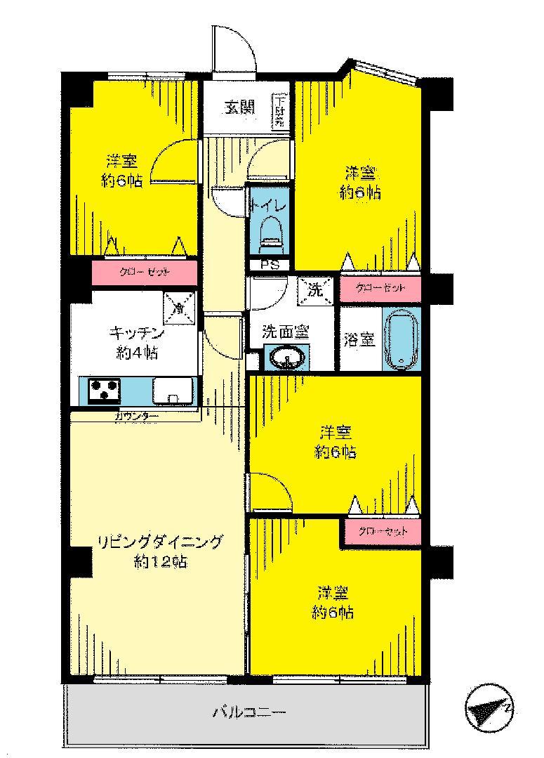 Floor plan. 4LDK, Price 26,800,000 yen, Occupied area 86.95 sq m Floor
