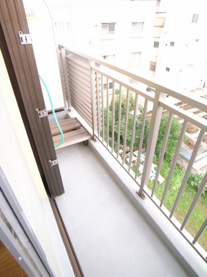 Balcony. It is safe at night because there is a washing machine storage lighting!