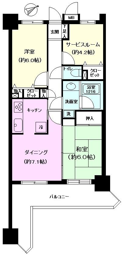 Floor plan. 2DK + S (storeroom), Price 29,900,000 yen, Occupied area 60.32 sq m , Balcony area 13.63 sq m