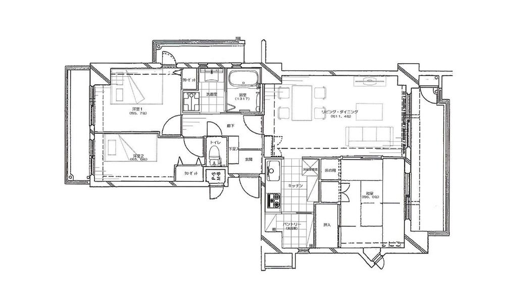 Floor plan. 3LDK, Price 12.3 million yen, Occupied area 70.86 sq m , Balcony area 15.98 sq m our company is the reform plan to suggestions (additional cost). Since about the size of the current state of the kitchen is too much to handle change it to normal size. The washing machine yard in the kitchen part was transferred to the washroom. Other details of your description separately.