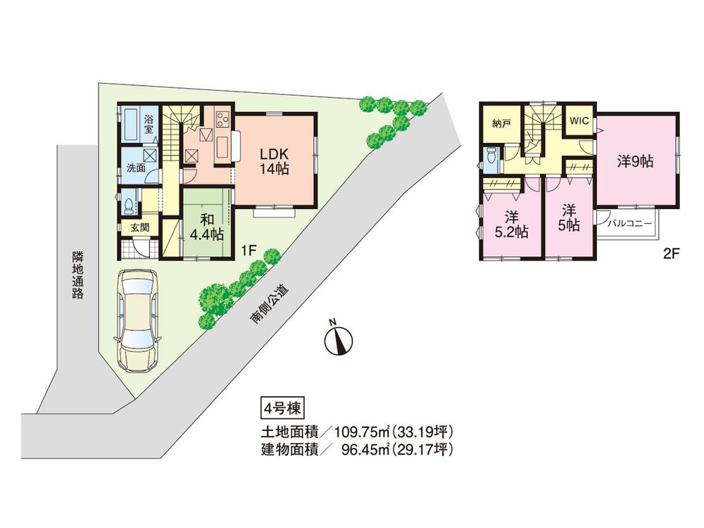 Floor plan. (4 Building), Price TBD , 4LDK+S, Land area 109.37 sq m , Building area 96.45 sq m