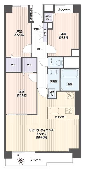 Floor plan. 3LDK, Price 19,800,000 yen, Occupied area 77.75 sq m , Balcony area 6.68 sq m