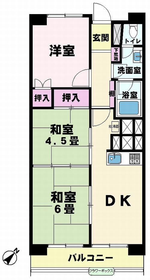 Floor plan. 3DK, Price 8.5 million yen, Occupied area 56.71 sq m , Balcony area 6.36 sq m