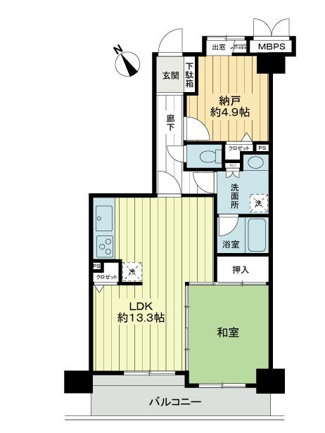 Floor plan. 1LDK + S (storeroom), Price 11.8 million yen, Occupied area 56.12 sq m , Balcony area 7.58 sq m