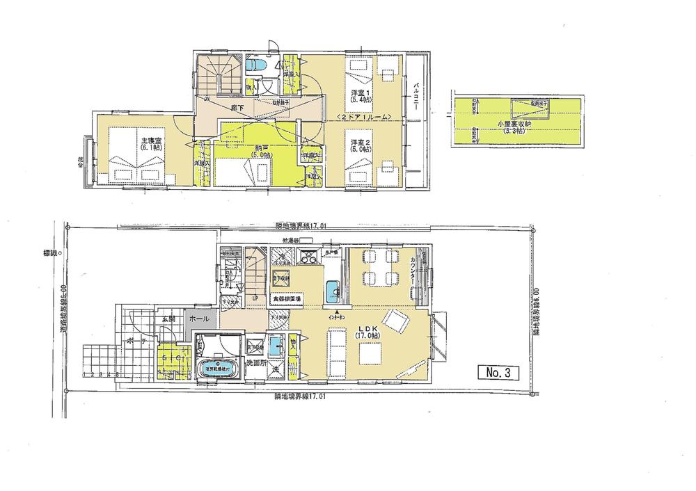 Floor plan. 39,800,000 yen, 3LDK + 2S (storeroom), Land area 102.08 sq m , Building area 93.57 sq m building completed soon !! Front 6m public roads !! Front park !! Shoes in cloak ・ Including Grenier The storage space was provided on the various places.