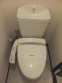 Toilet. There is also at home and happy warm water washing toilet seat