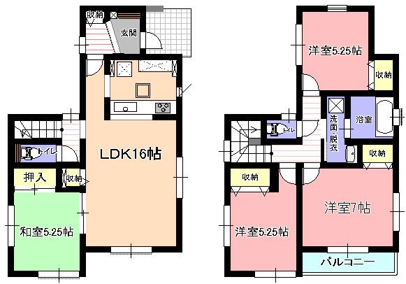 Floor plan. (Building 2), Price 30,800,000 yen, 4LDK, Land area 96.97 sq m , Building area 94.39 sq m