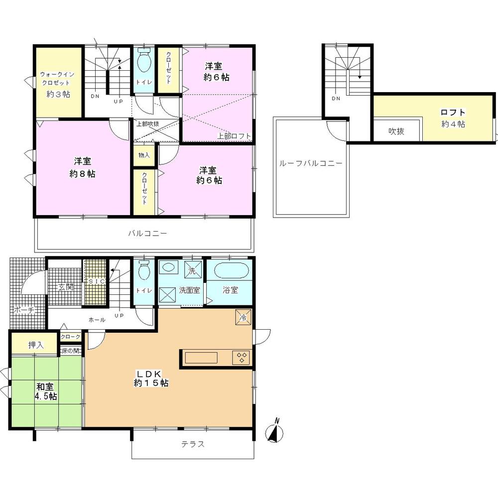 Floor plan. 42,800,000 yen, 4LDK, Land area 133.01 sq m , Building area 106.41 sq m