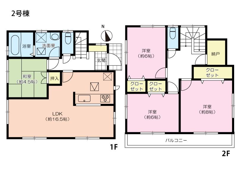 Floor plan. (Building 2), Price 37,800,000 yen, 4LDK, Land area 101.14 sq m , Building area 101.02 sq m