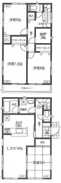 Floor plan. (4 Building), Price 31,900,000 yen, 4LDK+S, Land area 139.04 sq m , Building area 97.2 sq m