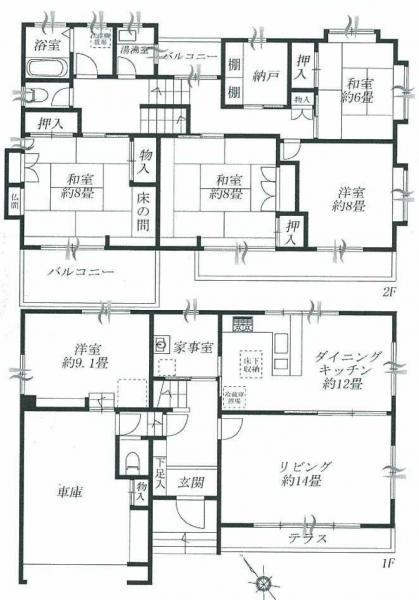 Floor plan. 29,800,000 yen, 5LDK+S, Land area 198 sq m , Building area 191.4 sq m