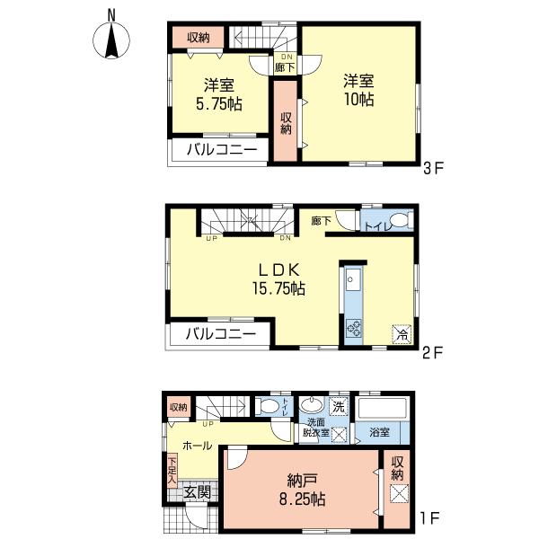 Floor plan. 32,800,000 yen, 3LDK, Land area 82.44 sq m , Building area 96.87 sq m