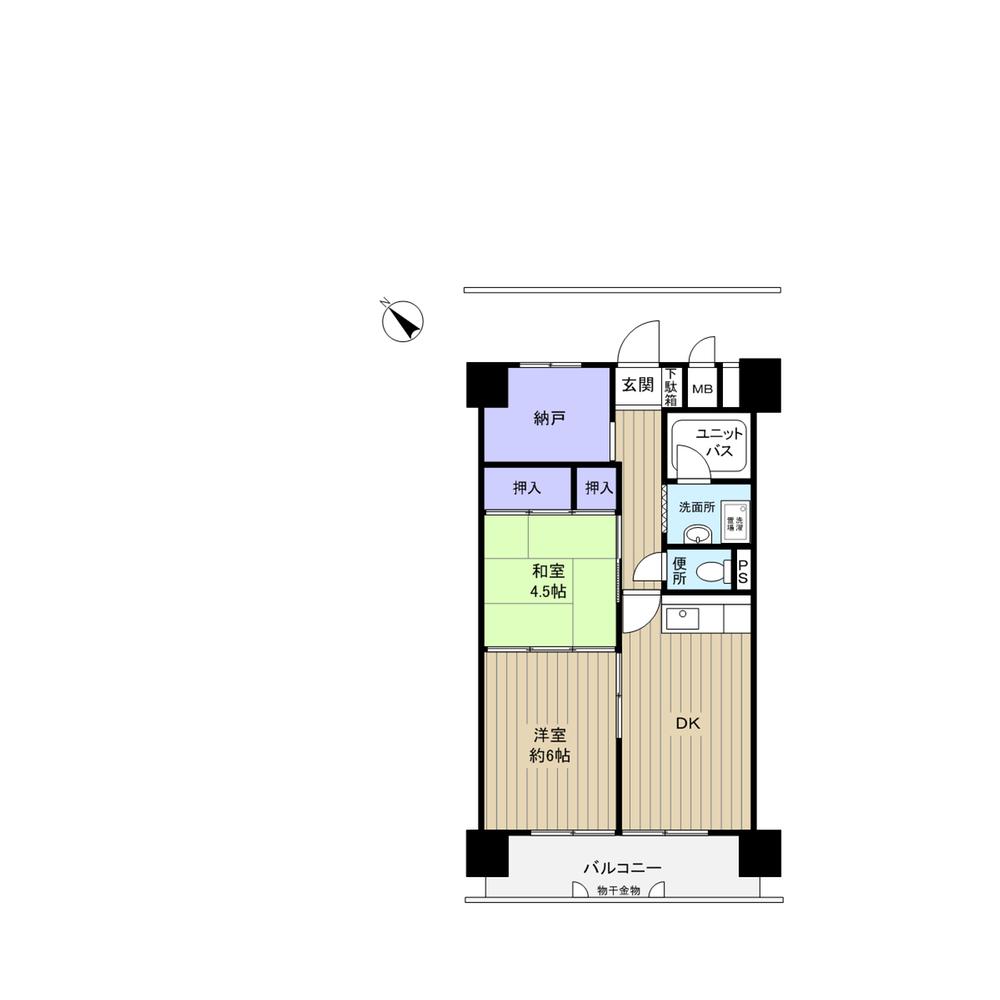 Floor plan. 2DK + S (storeroom), Price 11.5 million yen, Occupied area 51.52 sq m , Balcony area 7.84 sq m