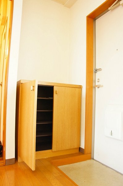Entrance. There is height adjustable cupboard