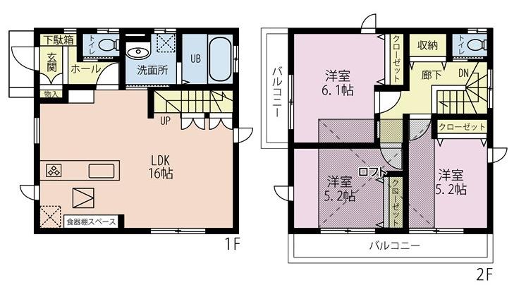 Floor plan. 24.5 million yen, 3LDK, Land area 80 sq m , Building area 79.38 sq m 3LDK + loft