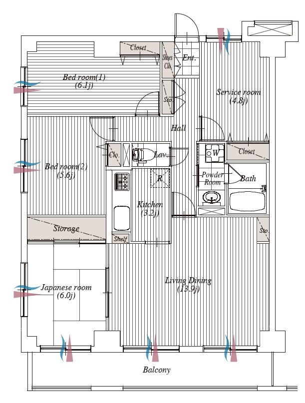 Floor plan. 3LDK + S (storeroom), Price 35,980,000 yen, Footprint 88.2 sq m , Balcony area 9.34 sq m