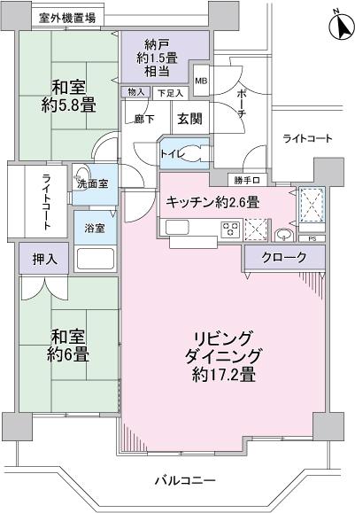 Floor plan. 2LDK, Price 9.8 million yen, Occupied area 70.49 sq m , Balcony area 12.93 sq m