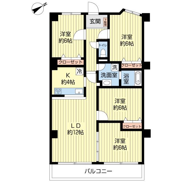 Floor plan. 4LDK, Price 26,800,000 yen, Occupied area 86.95 sq m , Balcony area 8.64 sq m