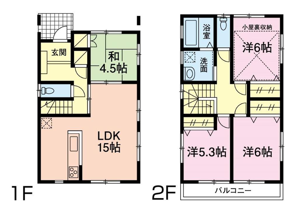 Floor plan. 29,800,000 yen, 4LDK, Land area 100.14 sq m , Building area 93.56 sq m