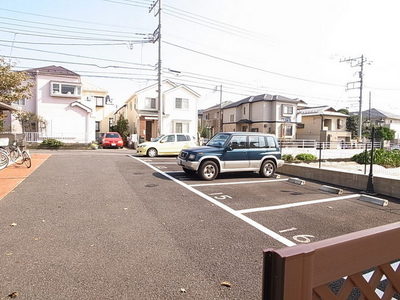 Parking lot. Parking is flat. Wagon is also OK