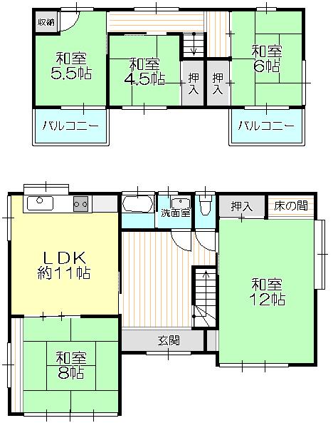 Floor plan. 23.5 million yen, 5LDK, Land area 155.31 sq m , Building area 92.18 sq m