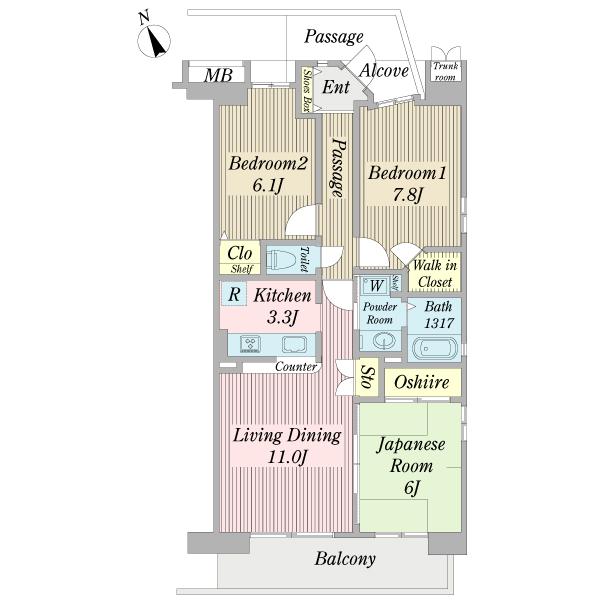 Floor plan. 3LDK, Price 27.3 million yen, Occupied area 73.06 sq m