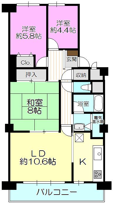 Floor plan. 3LDK, Price 8.5 million yen, Occupied area 71.18 sq m , Balcony area 8.82 sq m