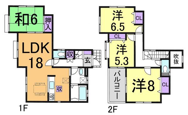 Floor plan. 27,800,000 yen, 4LDK, Land area 153.27 sq m , Building area 101.85 sq m