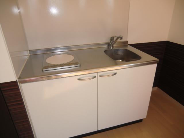 Kitchen. It is a simple kitchen with IH stove 1-neck