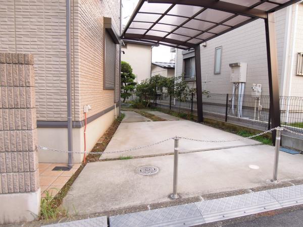 Parking lot. Car space with carport.