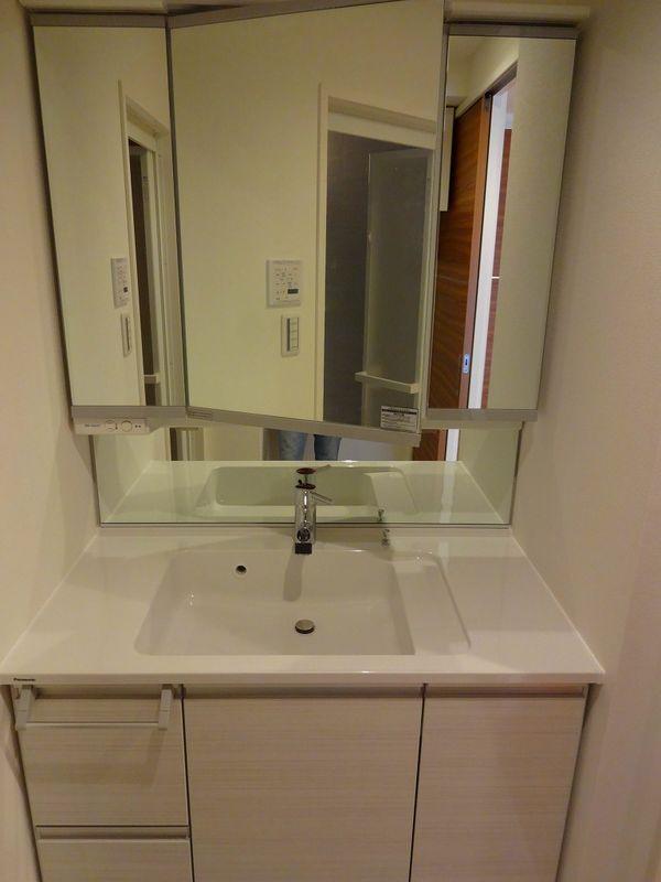 Wash basin, toilet. Bathroom vanity