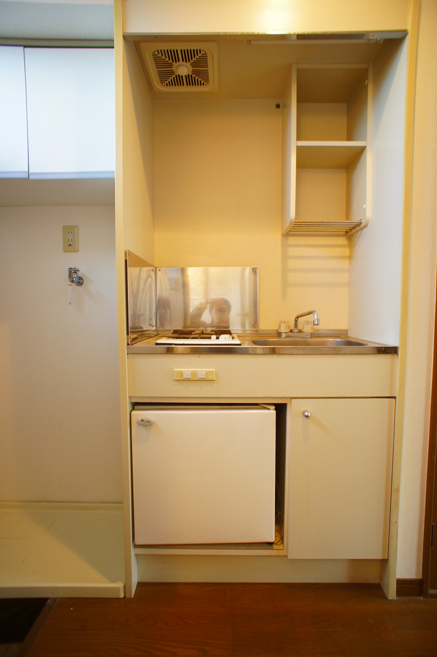 Kitchen. It comes with a sip gas stove + mini fridge