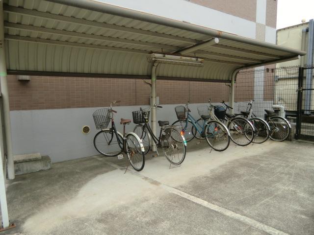 View. Bicycle parking lot has been not in good condition with a roof