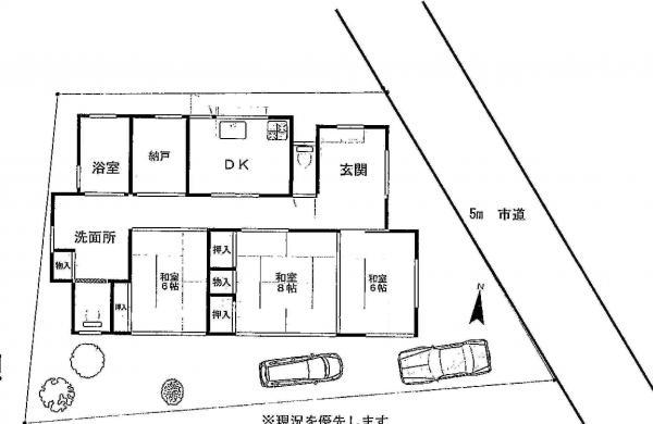Compartment figure. 17.8 million yen, 3DK+S, Land area 204.96 sq m , Building area 84.79 sq m