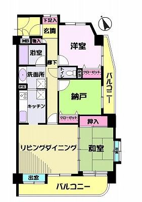 Floor plan. 2LDK + S (storeroom), Price 12.8 million yen, Occupied area 72.51 sq m , Balcony area 13.56 sq m