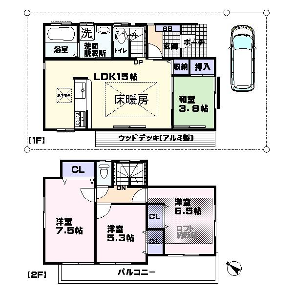 Floor plan. 27.5 million yen, 4LDK, Land area 100.75 sq m , Is a floor plan of the building area 88.6 sq m 4LDK