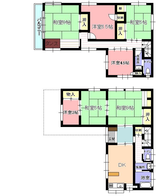 Floor plan. 18 million yen, 7DK, Land area 183.54 sq m , Building area 129.85 sq m