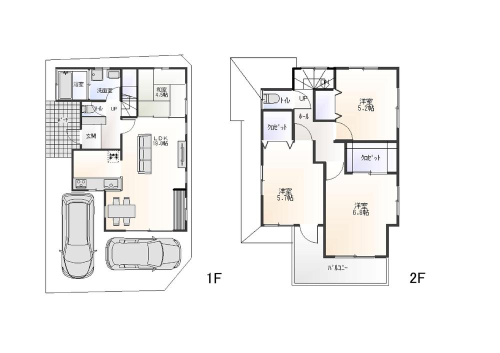 Floor plan. 37,800,000 yen, 4LDK, Land area 106.18 sq m , Enjoy a family reunion in the LDK of building area 100.19 sq m spacious 19 Pledge.