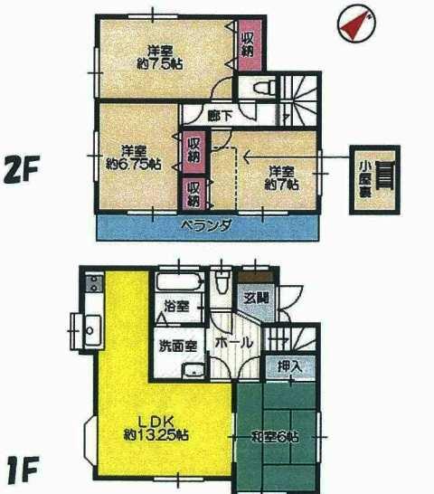 Floor plan. 16,900,000 yen, 4LDK, Land area 143.14 sq m , Building area 93.55 sq m