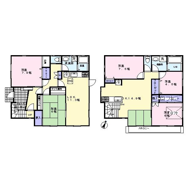 Floor plan. 38,800,000 yen, 5LDK, Land area 154.67 sq m , Optimal plan to building area 144.08 sq m 2 family house! Storage space is enhanced.