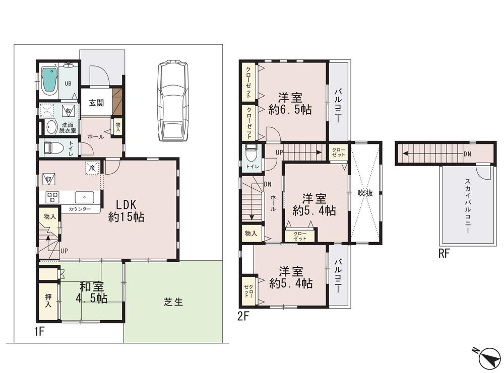 Floor plan. (A Building), Price 28,400,000 yen, 4LDK, Land area 102.95 sq m , Building area 98.81 sq m