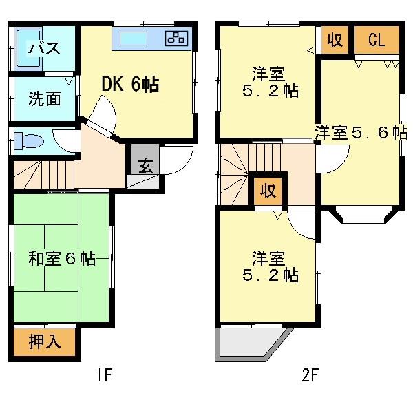 Floor plan. 12 million yen, 4DK, Land area 65.56 sq m , Building area 66.86 sq m