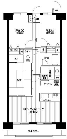 Floor plan. 3LDK, Price 17.8 million yen, Occupied area 69.59 sq m , Balcony area 8.48 sq m