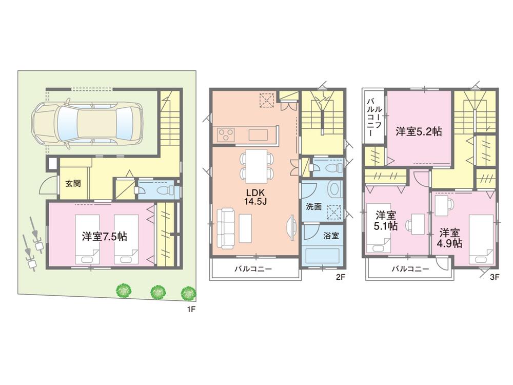 Floor plan. (No.B), Price 36,800,000 yen, 4LDK, Land area 65.76 sq m , Building area 112.36 sq m
