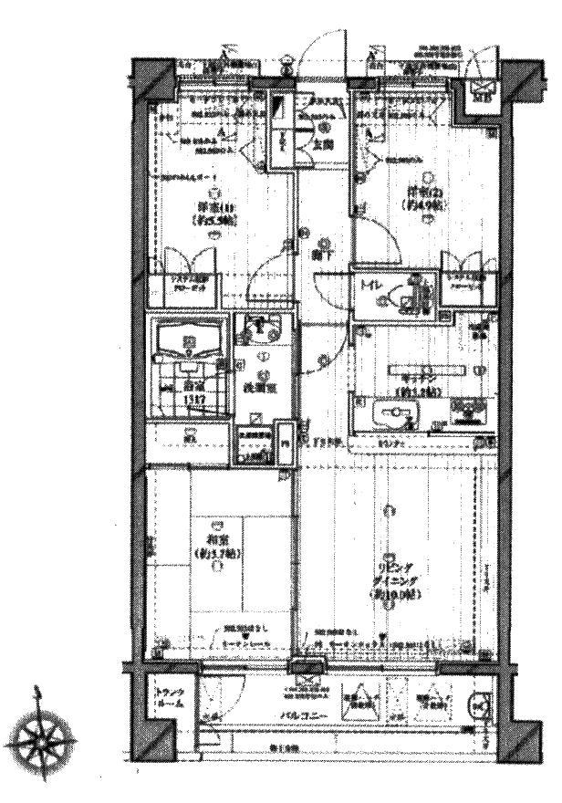 Floor plan. 3LDK, Price 23 million yen, Occupied area 64.02 sq m , Balcony area 6.9 sq m
