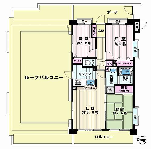 Floor plan. 3LDK, Price 23.6 million yen, Occupied area 59.67 sq m , Balcony area 8.33 sq m