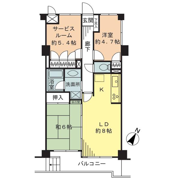 Floor plan. 2LDK + S (storeroom), Price 11.9 million yen, Occupied area 60.78 sq m , Balcony area 7.49 sq m southeast of living is day is good. North Western-style 4.2-mat is a bright room with two-sided lighting.